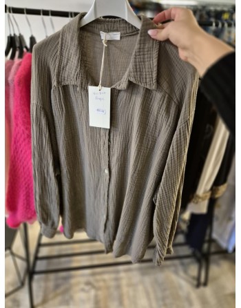 chemisier 100% coton taupe