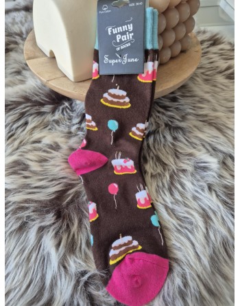 Chaussette haute brune à...