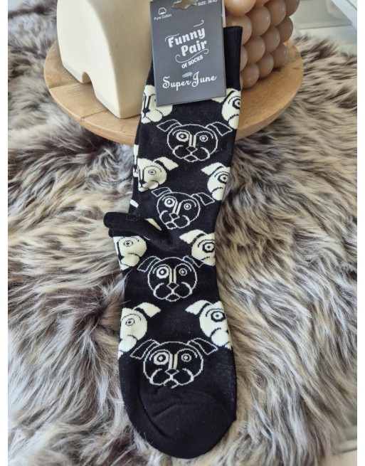 Chaussette funnyPair haute noir chien