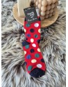 Chaussette funnyPair haute rouge à pois multicolore