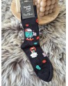 Chaussette funnyPair haute noir bonhomme vert