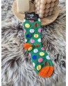 Chaussette funnyPair haute verte à pois multicolore