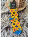 Chaussette funnyPair haute jaune à pois multicolore