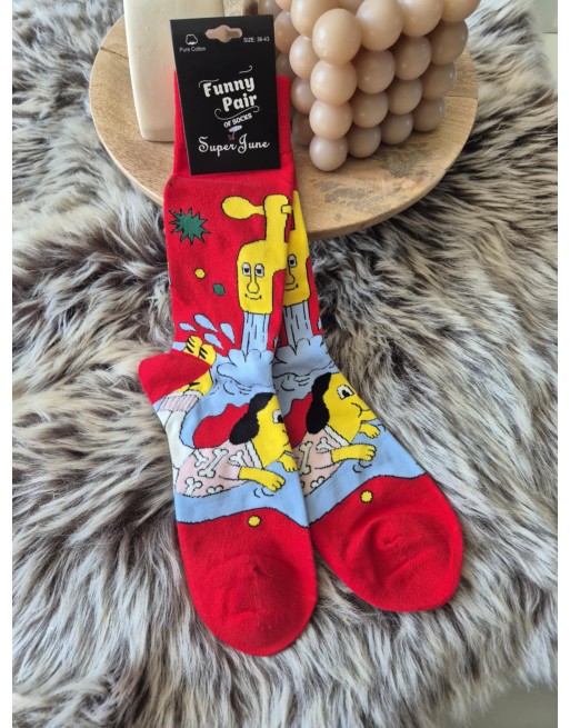 Chaussette funnyPair haute rouge robinet