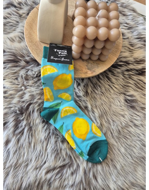 Chaussette funnyPair haute citron