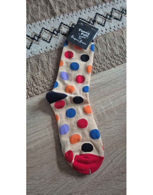 Chaussette funnyPair haute pois multicolore