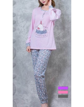 pyjama licorne rose/gris