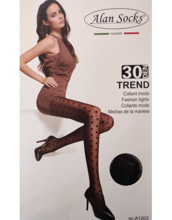Collant 30 den noir à pois