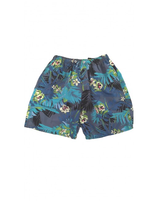 Short de bain fleuri bleu