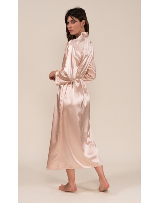 Long peignoir satiné champagne