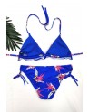 Bikini triangle bleu à motifs