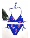 Bikini triangle bleu à motifs
