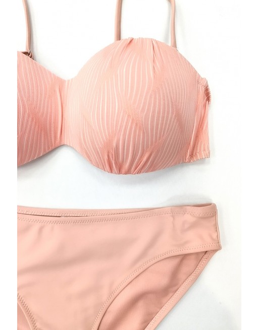 Bikini corail haut à motifs bas unis