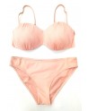 Bikini corail haut à motifs bas unis