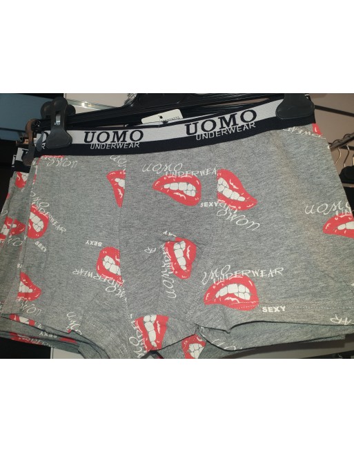 Boxer homme bouche gris