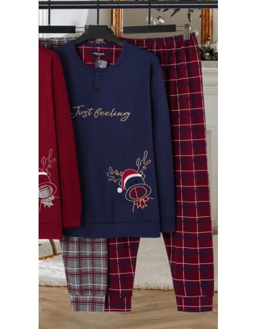 Pyjama homme molletonné Noel bleu