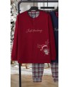 pyjama homme molletonné noel bordeaux