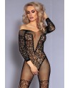 Nurya bodystocking effet body manches longues