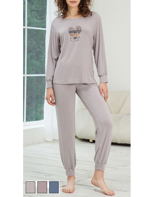 Pyjama doux intersaison taupe