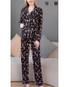 Pyjama fluide noir imprimé coeurs