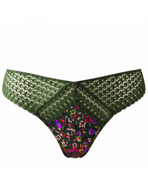 Tanga Vicky kaki fleuri de chez morgan