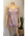 pyjama top + short en satin rose