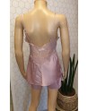 pyjama top + short en satin rose