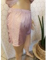 pyjama top + short en satin rose