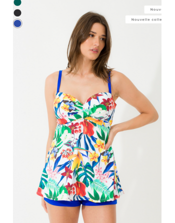 Tankini fleuri blanc et...