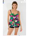 Tankini noir fleuri