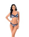 Ensemble bleu fleuri  Soutien - gorge bonnet B et C + culotte