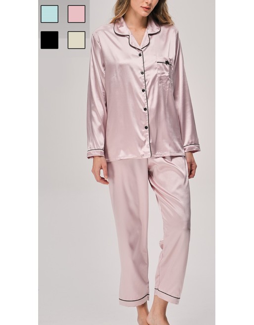 Pyjama intersaison saison satiné rose