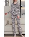 Pyjama chemise + pantalon imprimé leopard taupe