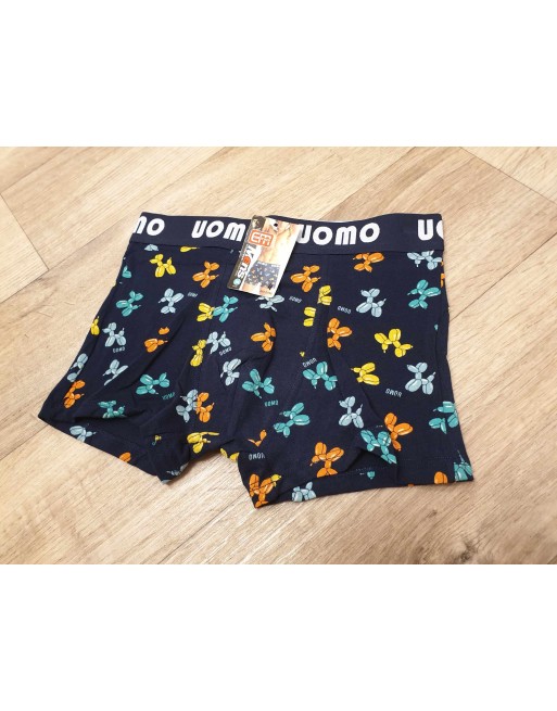 Boxer homme chien en ballon bleu