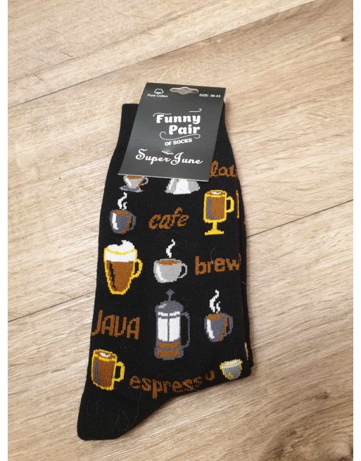 Chaussette funnyPair haute noir café