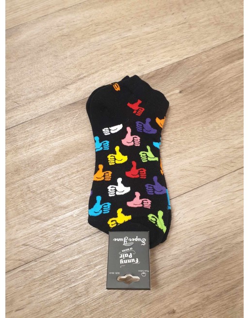 Chaussette funnyPair courte noir pouce multicolor