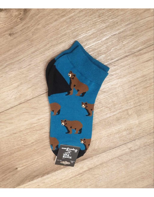 Chaussette funnyPair courte ours brun