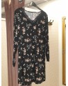 Chemise de nuit imprimée manches longues noir