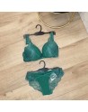 Ensemble soutien gorge + tanga vert bonnet B et C  push up