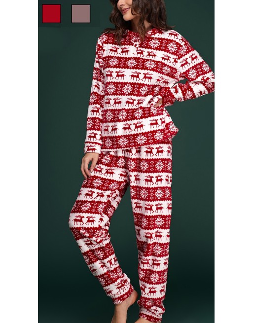 Pyjama imprimé pilou hiver imprimé hivers rouge
