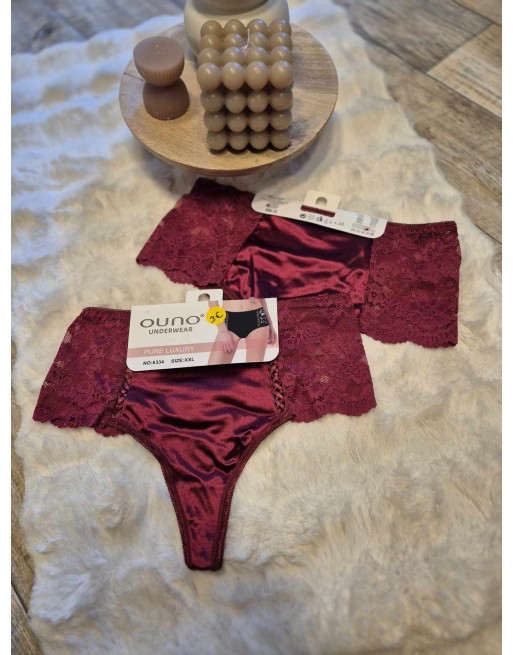 Tanga grande taille satiné bordeau